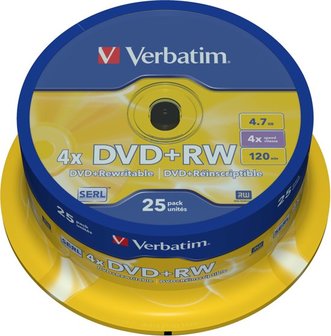 Verbatim DVD+RW 4.7 GB Matt Silver 25 stuk