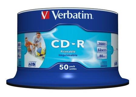 Verbatim CD-R 700 MB AZO Inkjet Printable 50 stuks