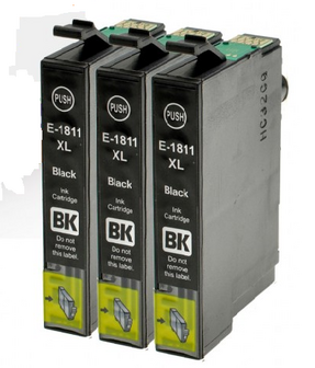 Epson cartridges T18 XL BK (T1811) set 3 stuks huismerk