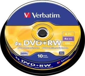 Verbatim DVD+RW 4.7 GB Matt Silver 10 stuks