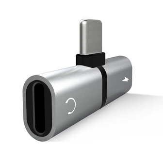 Adapter 2-in-1 Splitter - Audio - Opladen Silver - Geschikt voor Apple iPhone