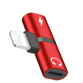 Adapter 2-in-1 Splitter - Audio - Opladen Rood - Geschikt voor Apple iPhone