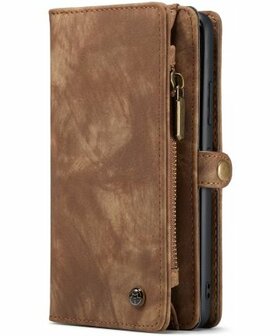 CaseMe 2-in-1 Samsung Galaxy S22 Hoesje Book Case Back Cover Bruin