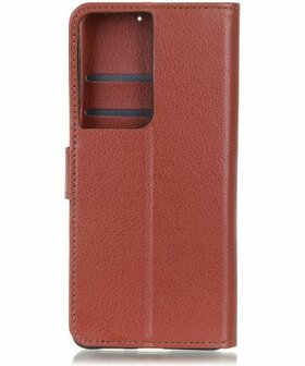 Samsung Galaxy S21 Ultra Hoesje met Pasjes Book Case Kunstleer Bruin