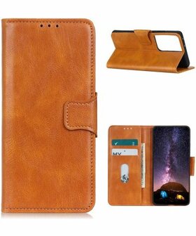 Samsung Galaxy S21 Ultra Hoesje Wallet Book Case Bruin