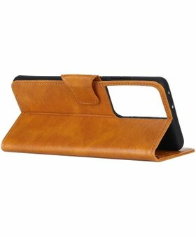 Samsung Galaxy S21 Ultra Hoesje Wallet Book Case Bruin