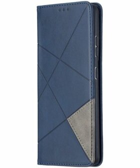 Samsung Galaxy S21 Ultra Hoesje Wallet Book Case Geometrie Blauw