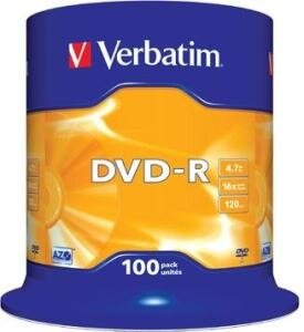 Verbatim DVD-R 4.7 GB Matt Silver 100 stuks 