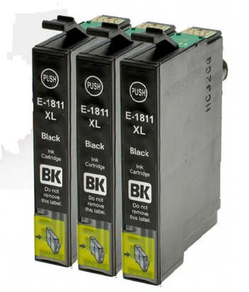 Epson Expression Home XP-312 cartridges T1811 XL BK set 3 stuks huismerk