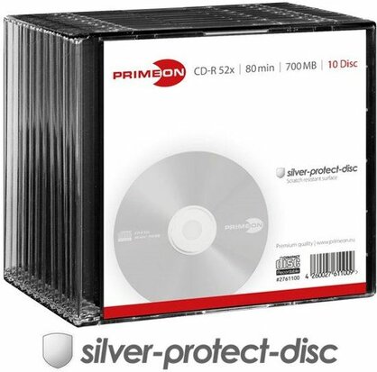Primeon CD-R80 700MB 10 stuks Slimcase 52x