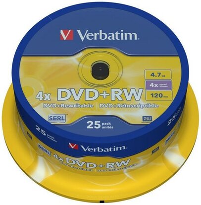 Verbatim DVD+RW 4.7 GB Matt Silver 25 stuk