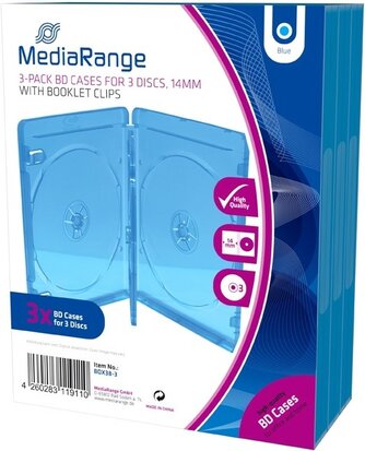 Blu-Ray doosjes 3 disc transparant blauw 3 stuks 14 mm 