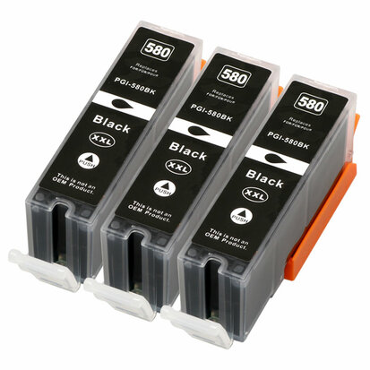 Canon pixma TS8350 cartridges PGI-580 XL BK 3 stuks huismerk