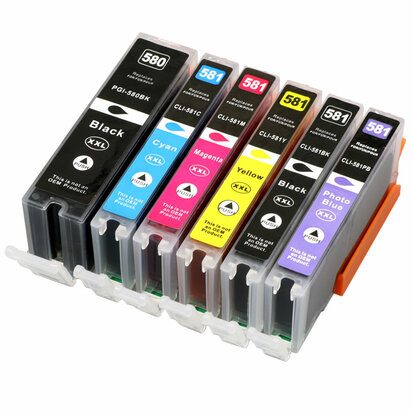 Canon cartridges CLI-581 / PGI-580 XL set 6 stuks huismerk