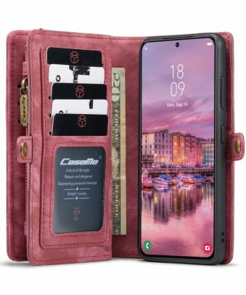 CaseMe 2-in-1 Samsung Galaxy S22 Hoesje Book Case Back Cover Rood