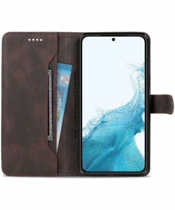 AZNS Samsung Galaxy S22 Hoesje Wallet Book Case Kunstleer Bruin