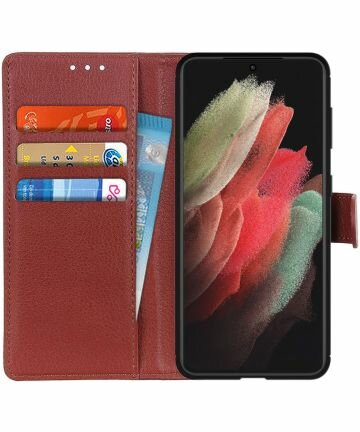 Samsung Galaxy S21 Ultra Hoesje met Pasjes Book Case Kunstleer Bruin