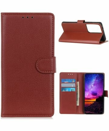 Samsung Galaxy S21 Ultra Hoesje met Pasjes Book Case Kunstleer Bruin