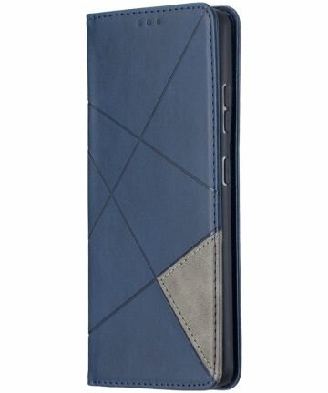 Samsung Galaxy S21 Ultra Hoesje Wallet Book Case Geometrie Blauw